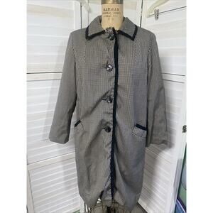 Vintage Mountain Mist Trench Pea Coat Jacket Women’s Gingham Sz Med Large USA